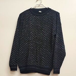 Vintage 80s Iridescent and Black Jolie USA Made Sweater Large Sparkle Disco